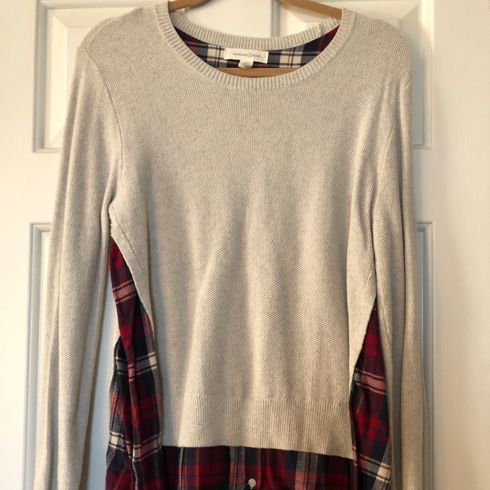 Nordstrom Treasure & Bond Cream and Plaid Sweater